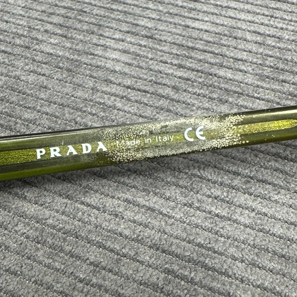 Prada VPR 07E Tortoise Olive Green Rectangular Eyeglasses Frames Italy 52-16-140